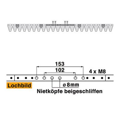 Mähmesser 112 cm Esm 249.0910 mit 22 Klingenspitzen – Klingen für Balkenmäher Ersatzteil