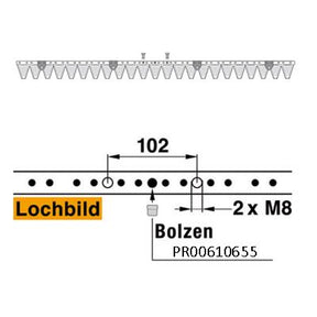 Mähmesser 117 cm Esm 250.0010 mit 23 Klingenspitzen – Klingen für Balkenmäher Ersatzteil