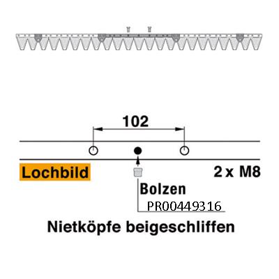 Mähmesser 117 cm Esm 251.0330 mit 23 Klingenspitzen – Klingen für Balkenmäher Ersatzteil