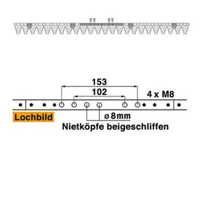 Mähmesser L 122 cm, 24 Klingen, glatt, ESM 2490930 – Messer für Balkenmäher Ersatzteil