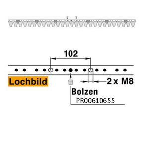 Mähmesser 137 cm Esm 250.0020 mit 27 Klingenspitzen – Klingen für Balkenmäher Ersatzteil