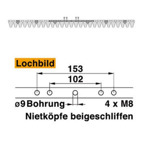 Mähmesser 137 cm Esm 251.0080 mit 27 Klingenspitzen – Messer für Balkenmäher Ersatzteil