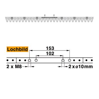 Mähmesser (Obermesser) 142 cm Esm 251.0560 mit 28 Klingenspitzen – Klingen für Balkenmäher Ersatzteil