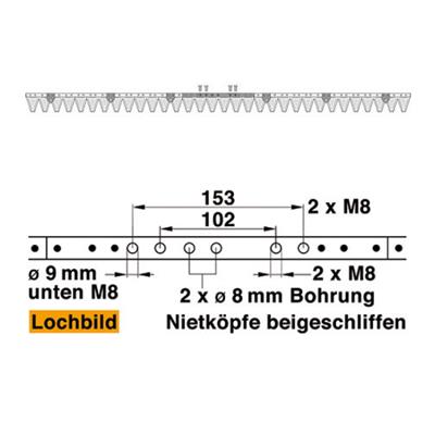 Mähmesser (Obermesser) 162 cm Esm 251.0600 mit 32 Klingenspitzen – Klingen für Balkenmäher Ersatzteil
