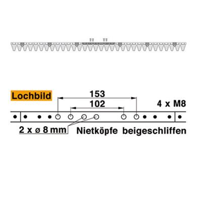 Mähmesser (Obermesser) 162 cm Esm 251.0830 mit 32 Klingenspitzen – Balkenmäher Ersatzteil