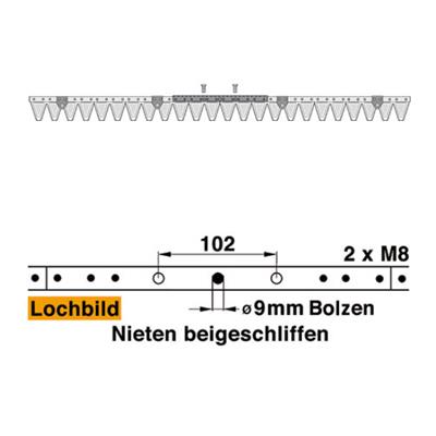Mähmesser L 122 cm, 24 Klingen, glatt, ESM 2510270 - Variante 1 – Balkenmäher Ersatzteil