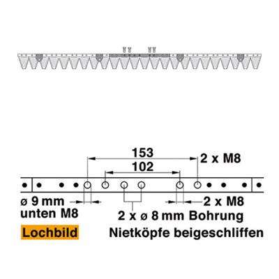 Mähmesser (Obermesser) 122 cm Esm 251.0580 mit 24 Klingenspitzen – Klingen für Balkenmäher Ersatzteil