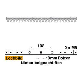 Mähmesser (Untermesser)122 cm Esm 264.0200 mit 24 Klingenspitzen – Klingen für Balkenmäher Ersatzteil