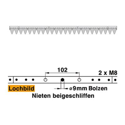 Mähmesser (Untermesser)122 cm Esm 264.0200 mit 24 Klingenspitzen – Klingen für Balkenmäher Ersatzteil