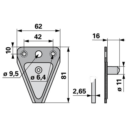 Messerklinge Esm Carbodux mit Pilz 16  mm 267.124 – Klingen für Balkenmäher Ersatzteil