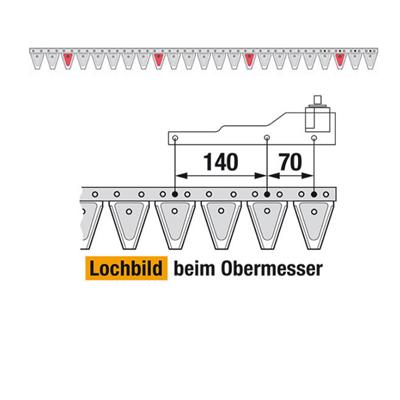 Obermesser 155 cm Esm 262.4100 mit 23 Klingenspitzen – Klingen für Balkenmäher Ersatzteil