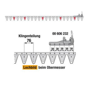 Obermesser 160 cm Esm 262.7665 mit 22 Klingenspitzen – Klingen für Balkenmäher Ersatzteil