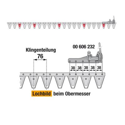 Obermesser 160 cm Esm 262.7665 mit 22 Klingenspitzen – Klingen für Balkenmäher Ersatzteil