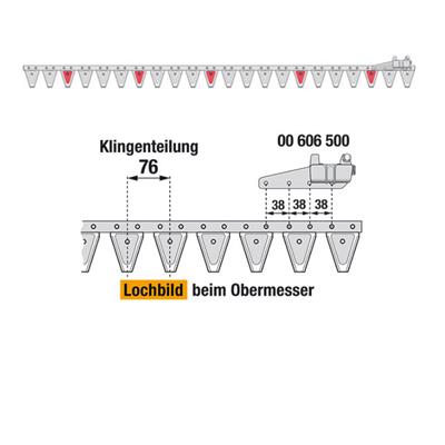 Obermesser 165 cm Esm 262.0038 mit 22 Klingenspitzen – Klingen für Scheibenmähwerk Ersatzteil