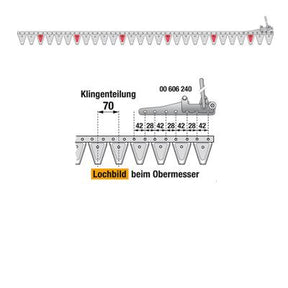 Obermesser 190 cm Esm 262.7205 mit 28 Klingenspitzen – Balkenmäher Ersatzteil