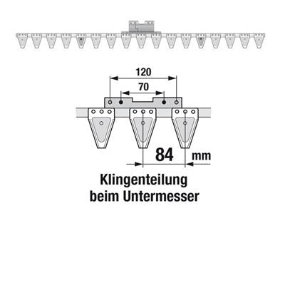 Untermesser 135 cm Esm 265.8190 mit 17 Klingenspitzen – Klingen für Balkenmäher Ersatzteil