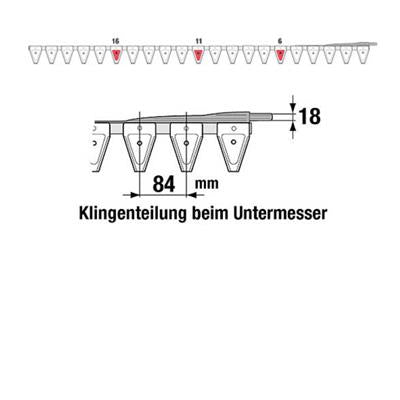 Untermesser 165 cm Esm 265.6150 mit 21 Klingenspitzen – Klingen für Scheibenmähwerk Ersatzteil