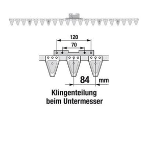 Untermesser 170 cm Esm 265.8200 mit 21 Klingenspitzen – Klingen für Balkenmäher Ersatzteil