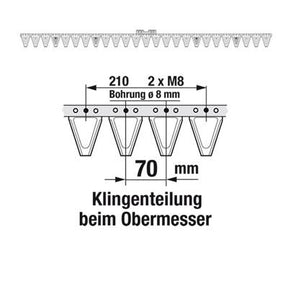 Untermesser 170 cm Esm 265.7360 mit 25 Klingenspitzen – Klingen für Balkenmäher Ersatzteil