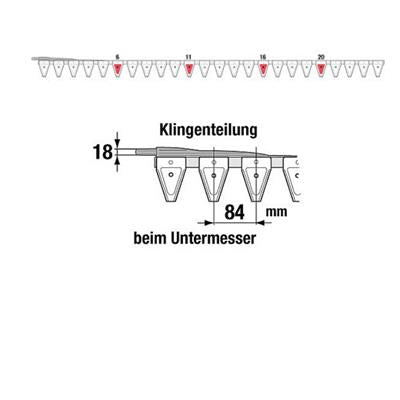 Untermesser 190 cm Esm 265.6530 mit 24 Klingenspitzen – Klingen für Balkenmäher Ersatzteil