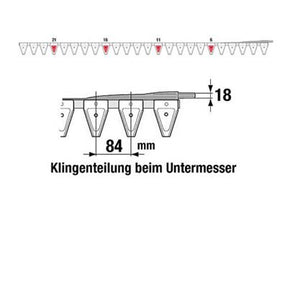 Untermesser 190 cm Esm 265.7010 mit 24 Klingenspitzen – Klingen für Balkenmäher Ersatzteil
