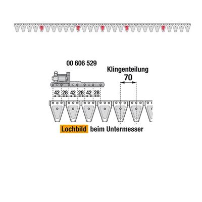 Untermesser 200 cm Esm 265.7285 mit 29 Klingenspitzen – Klingen für Balkenmäher Ersatzteil