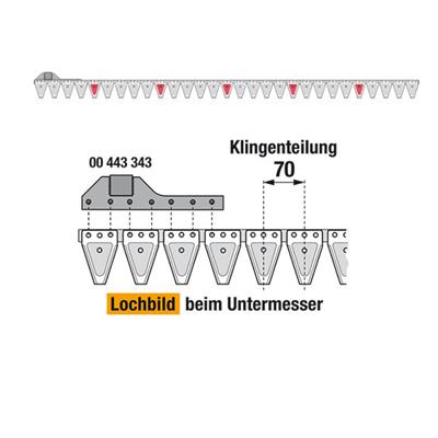 Untermesser 203 cm Esm 265.7965 mit 29 Klingenspitzen – Klingen für Trommelmähwerk Ersatzteil