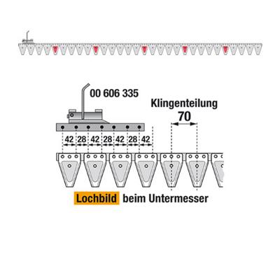 Untermesser 203 cm Esm 265.8100 mit 30 Klingenspitzen – Klingen für Balkenmäher Ersatzteil