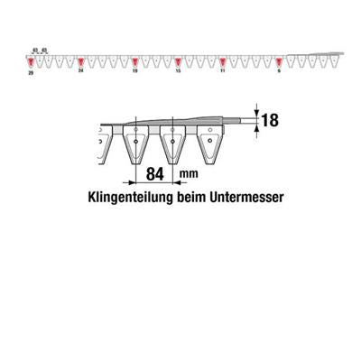 Untermesser 225 cm Esm 265.5290 mit 29 Klingenspitzen – Klingen für Balkenmäher Ersatzteil