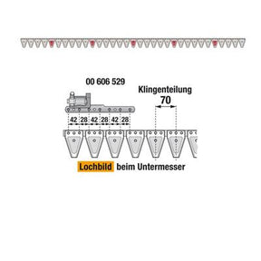 Untermesser 225 cm Esm 265.8285 mit 33 Klingenspitzen – Klingen für Balkenmäher Ersatzteil