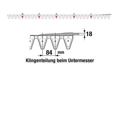 Untermesser 240 cm Esm 265.6220 mit 30 Klingenspitzen – Klingen für Balkenmäher Ersatzteil