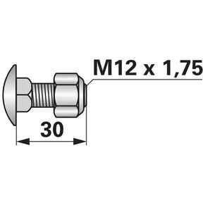 Flachkopfschraube DIN603 M12x30 mm – Schrauben Ersatzteil
