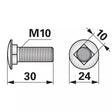 Flachrundschraube - M10x30 mm - 50002300 zu Kuhn – Schrauben Ersatzteil