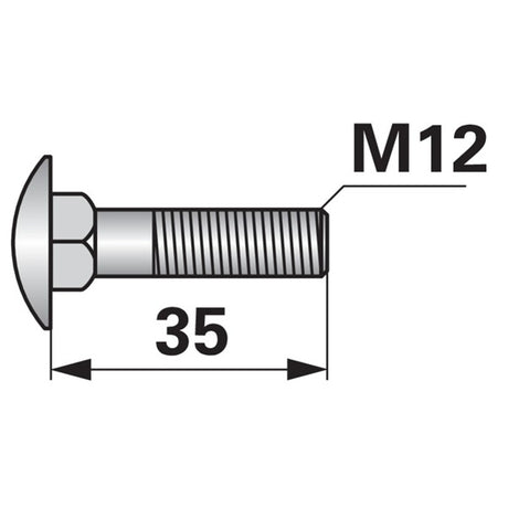 Flachrundschraube zu Maletti M12 x 35 mm mit Mutter – Schrauben Ersatzteil