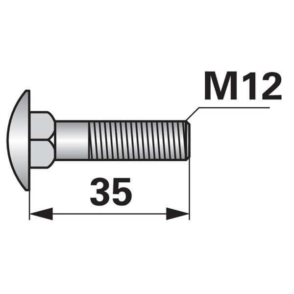 Flachrundschraube zu Maletti M12 x 35 mm mit Mutter – Schrauben Ersatzteil