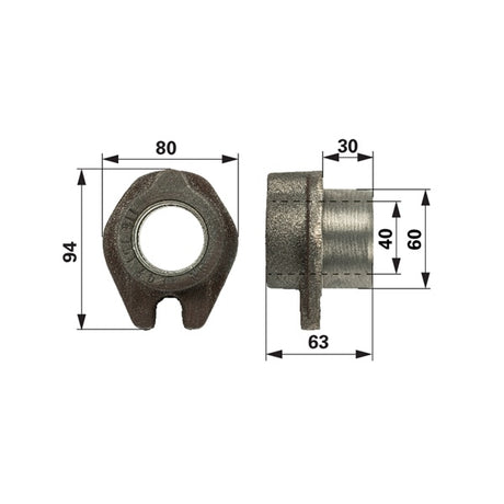 Flanschlager L 62 mm, mit Teflonbuchse anstelle von Mengele 03084033 – Lager Ersatzteil