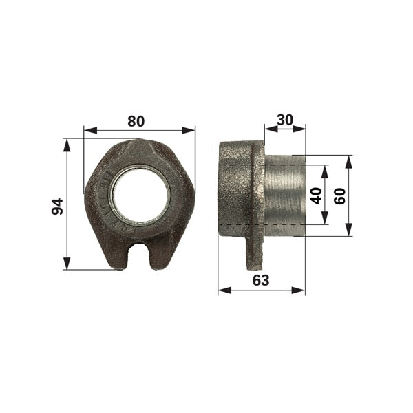 Flanschlager L 62 mm, mit Teflonbuchse anstelle von Mengele 03084033 – Lager Ersatzteil