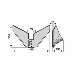 Flügelschar - komplett - Arbeitsbreite 400 mm – Grubber Flügel Ersatzteil