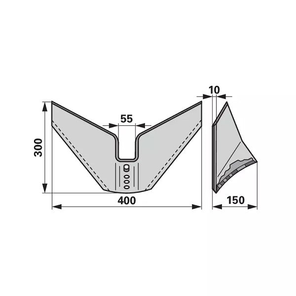 Flügelschar - komplett - Arbeitsbreite 400 mm – Grubber Flügel Ersatzteil