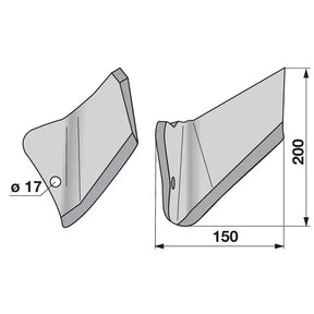 Flügelschar - links - Arbeitsbreite 150 mm – Grubber Flügel Ersatzteil