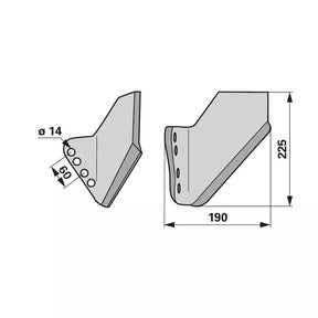 Flügelschar - links - Arbeitsbreite 190 mm – Grubber Flügel Ersatzteil