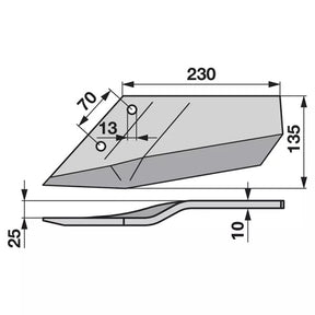 Flügelschar - links - gekröpft - Arbeitsbreite 340 mm – Grubber Flügel Ersatzteil