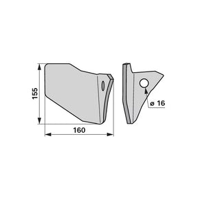 Flügelschar - rechts - Arbeitsbreite 160 mm – Grubber Flügel Ersatzteil