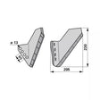 Flügelschar Hartmetall - links - Arbeitsbreite 205 mm – Grubber Flügel Ersatzteil