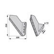 Flügelschar Hartmetall - rechts - Arbeitsbreite 205 mm – Grubber Flügel Ersatzteil