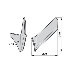 Flügelschar Pöttinger links - Arbeitsbreite 220 mm – Grubber Flügel Ersatzteil