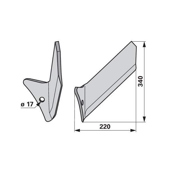 Flügelschar Pöttinger links - Arbeitsbreite 220 mm – Grubber Flügel Ersatzteil