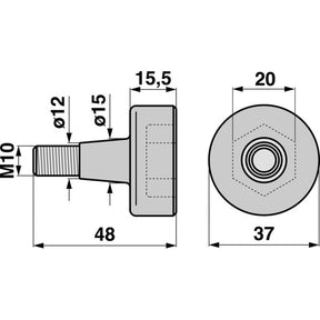 Führungszylinder Vollguss AD 37 mm anstelle von BCS 524.489.206 – Landtechnik Ersatzteil
