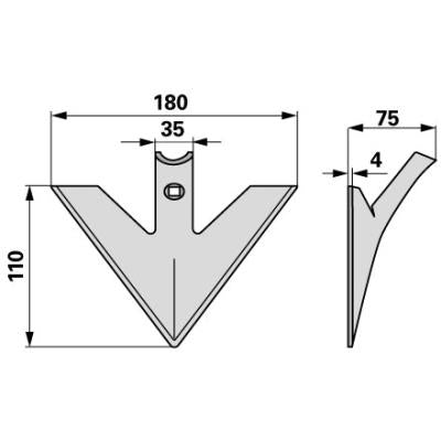 Gänsefußschar 180x4mm – Grubber Gänsefuß Ersatzteil