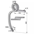 Gedrehter Schwergrubberstiel - rechts - 40x40 mm - Länge 640 mm – Grubber Stiele Ersatzteil
